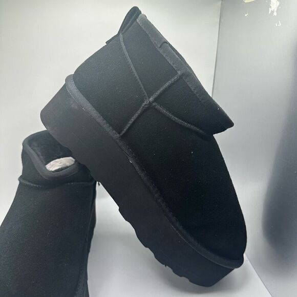 CUSHIONAIRE Women's Genuine Suede pull platform boot +Memory Foam 11 WIDE BLACK - Picture 6 of 7